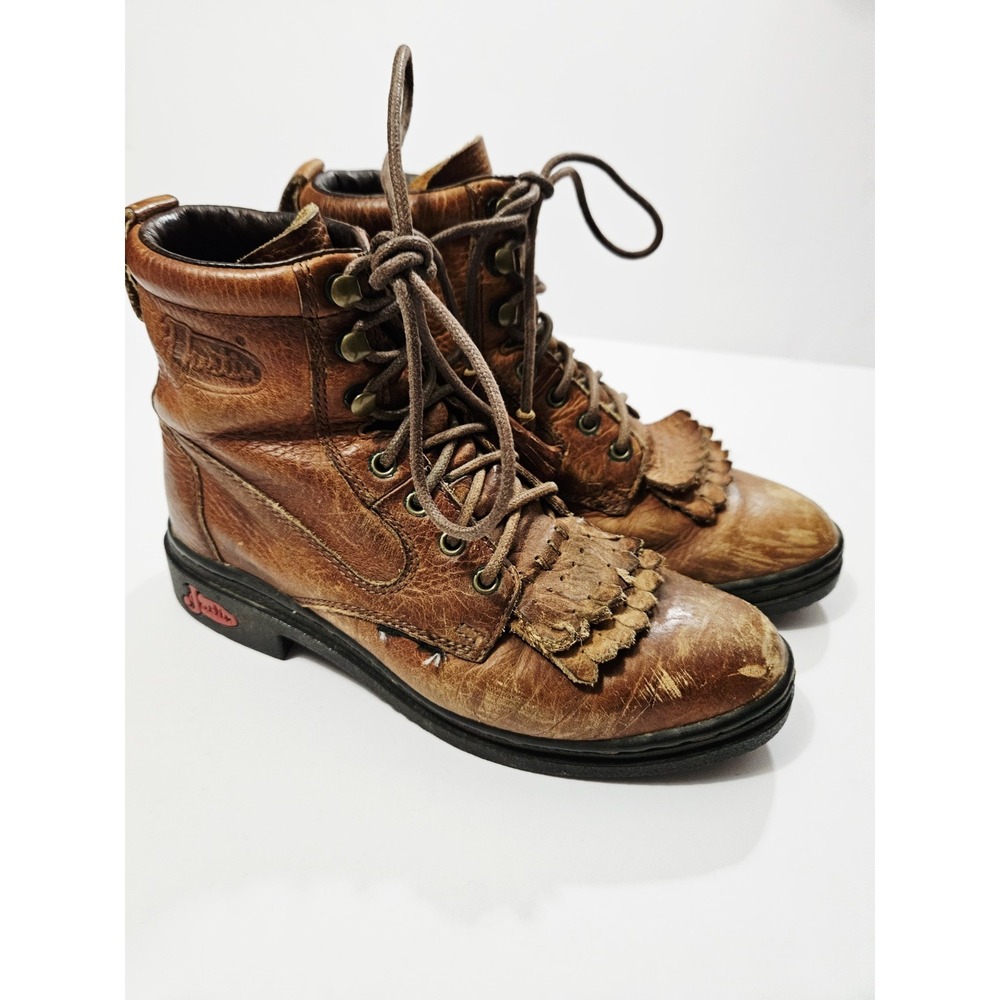 Vimtage Women's Justin Kiltie Leather Y2K Brown Boots Size 6.5 Ankle Distressed - Picture 5 of 16